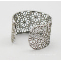 Open Ring Design Engraved Flower Hollow Out Stainless Steel Ring